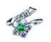 Bague 48 Bague fleur en or blanc 18 carats avec émeraude et diamants 58 Facettes AB294