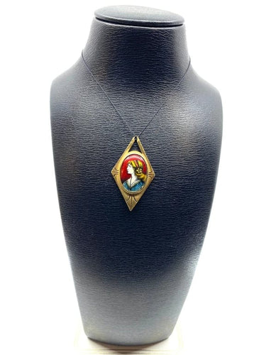 Pendentif Pendentif losangique en or jaune 18 carats et émail de Limoges 58 Facettes A 321