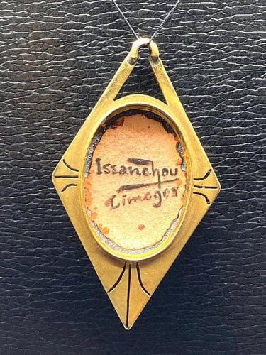 Pendentif Pendentif losangique en or jaune 18 carats et émail de Limoges 58 Facettes A 321