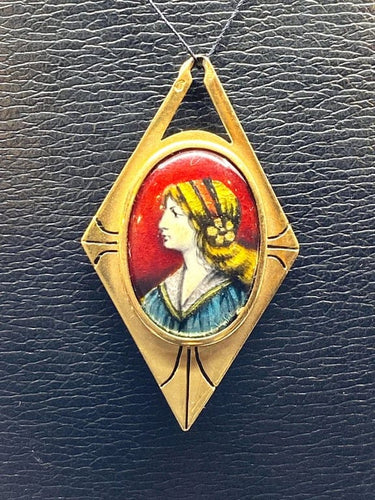 Pendentif Pendentif losangique en or jaune 18 carats et émail de Limoges 58 Facettes A 321