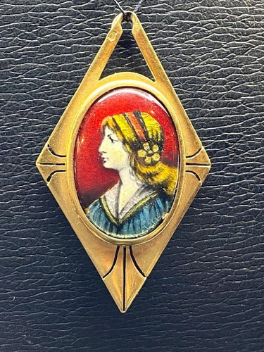 Pendentif Pendentif losangique en or jaune 18 carats et émail de Limoges 58 Facettes A 321