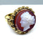 Bague 59 Bague camée en or jaune 18 carats sur cornaline 58 Facettes AB330
