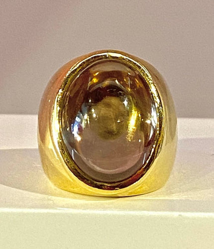 Bague 51 Bague en or jaune 18 carats à topaze cabochon 58 Facettes AB340