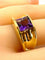 Bague 53 Bague bandeau en or jaune 18 carats à améthyste carrée 58 Facettes AB341