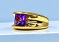 Bague 53 Bague bandeau en or jaune 18 carats à améthyste carrée 58 Facettes AB341