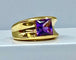 Bague 53 Bague bandeau en or jaune 18 carats à améthyste carrée 58 Facettes AB341