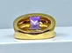 Bague 53 Bague bandeau en or jaune 18 carats à améthyste carrée 58 Facettes AB341