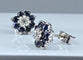 Boucles d'oreilles Boucles d’oreilles en or blanc 18 carats saphirs et diamants 58 Facettes AB363