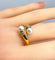 Bague 59 Bague toi et moi en or jaune 18 carats, perles et diamants 58 Facettes AB382