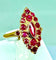 Bague 58 Bague marquise en or jaune 18 carats pavée de rubis 58 Facettes AB395