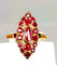 Bague 58 Bague marquise en or jaune 18 carats pavée de rubis 58 Facettes AB395