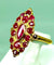 Bague 58 Bague marquise en or jaune 18 carats pavée de rubis 58 Facettes AB395