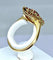Bague 58 Bague marquise en or jaune 18 carats pavée de rubis 58 Facettes AB395