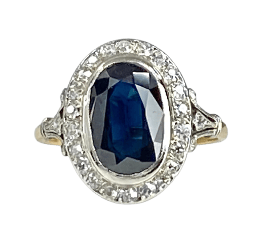 Bague 53 Bague en or jaune et or blanc 18 carats, saphir et diamants 58 Facettes AB396