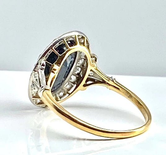 Bague 53 Bague en or jaune et or blanc 18 carats, saphir et diamants 58 Facettes AB396