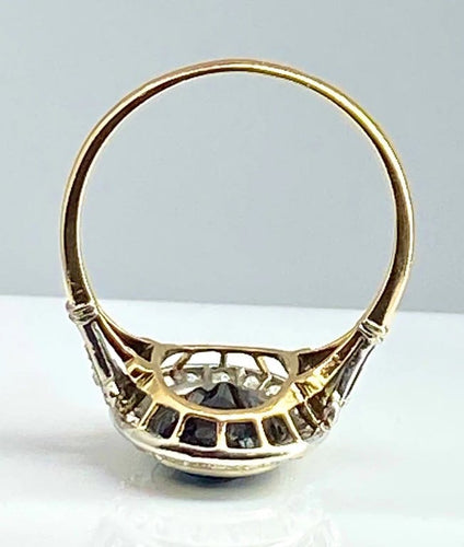 Bague 53 Bague en or jaune et or blanc 18 carats, saphir et diamants 58 Facettes AB396
