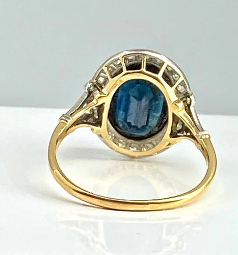 Bague 53 Bague en or jaune et or blanc 18 carats, saphir et diamants 58 Facettes AB396