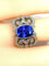 Bague 53 Bague en or blanc 18 carats avec saphir de Ceylan et diamants 58 Facettes AB 407