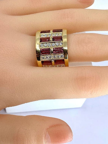 Bague 57 Bague en or jaune 18 carats, tourmalines roses et diamants 58 Facettes AB403