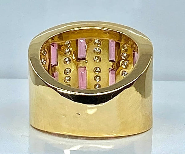 Bague 57 Bague en or jaune 18 carats, tourmalines roses et diamants 58 Facettes AB403