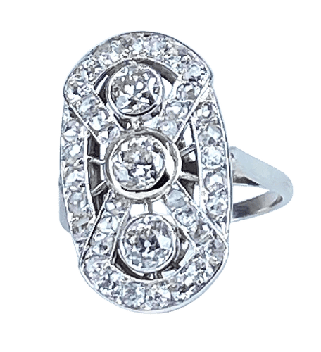 Bague 51 Bague époque 1900 en platine et diamants taille ancienne 58 Facettes AB420