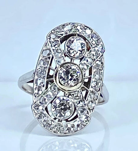 Bague 51 Bague époque 1900 en platine et diamants taille ancienne 58 Facettes AB420