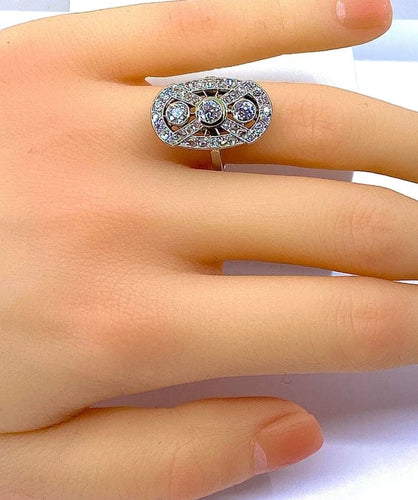 Bague 51 Bague époque 1900 en platine et diamants taille ancienne 58 Facettes AB420