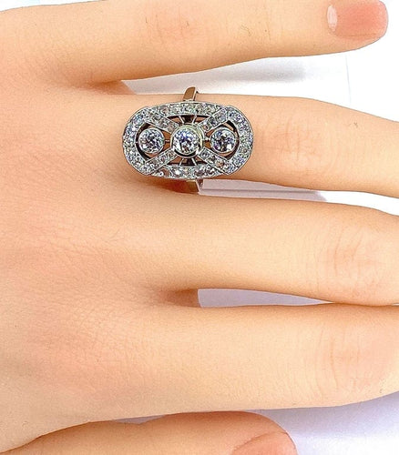 Bague 51 Bague époque 1900 en platine et diamants taille ancienne 58 Facettes AB420