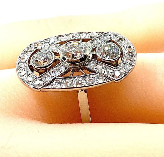 Bague 51 Bague époque 1900 en platine et diamants taille ancienne 58 Facettes AB420