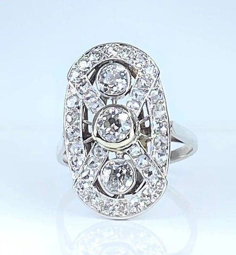 Bague 51 Bague époque 1900 en platine et diamants taille ancienne 58 Facettes AB420