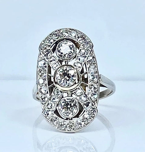 Bague 51 Bague époque 1900 en platine et diamants taille ancienne 58 Facettes AB420