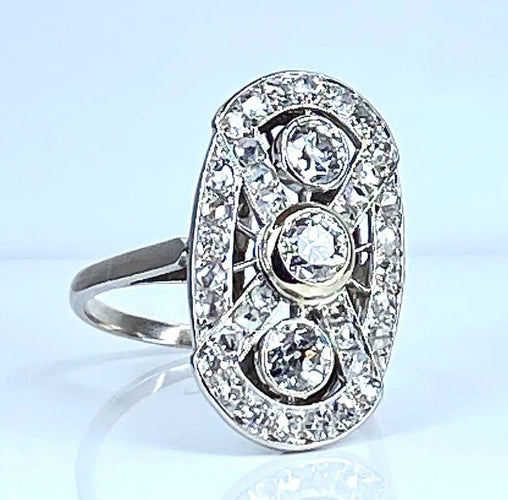 Bague 51 Bague époque 1900 en platine et diamants taille ancienne 58 Facettes AB420