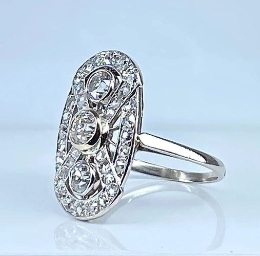 Bague 51 Bague époque 1900 en platine et diamants taille ancienne 58 Facettes AB420