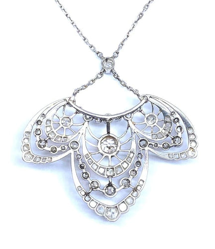 Collier Collier pendentif époque 1900 en platine et diamants 58 Facettes AB436