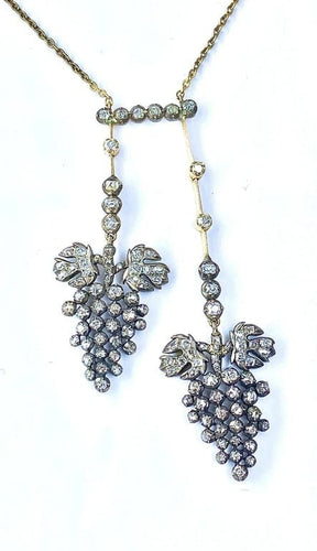 Boucles d'oreilles Parure Napoléon III - Collier négligé et boucles d’oreilles en or 18 ct, argent et diamants 58 Facettes AB437