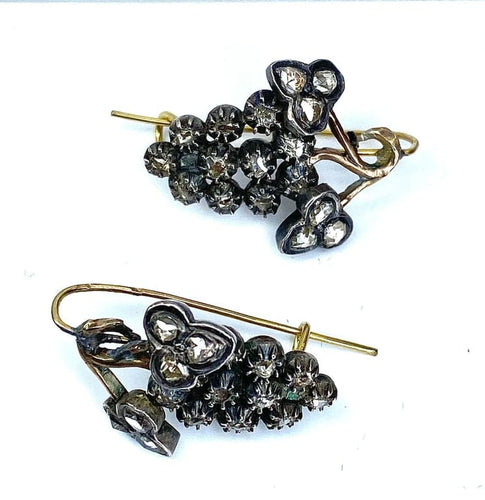 Boucles d'oreilles Parure Napoléon III - Collier négligé et boucles d’oreilles en or 18 ct, argent et diamants 58 Facettes AB437