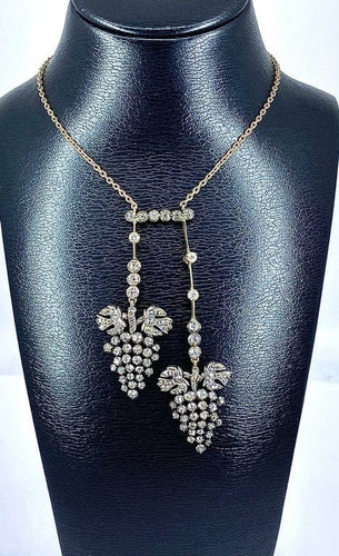 Boucles d'oreilles Parure Napoléon III - Collier négligé et boucles d’oreilles en or 18 ct, argent et diamants 58 Facettes AB437