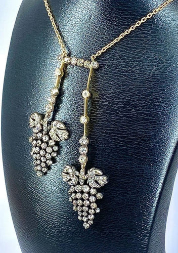 Boucles d'oreilles Parure Napoléon III - Collier négligé et boucles d’oreilles en or 18 ct, argent et diamants 58 Facettes AB437