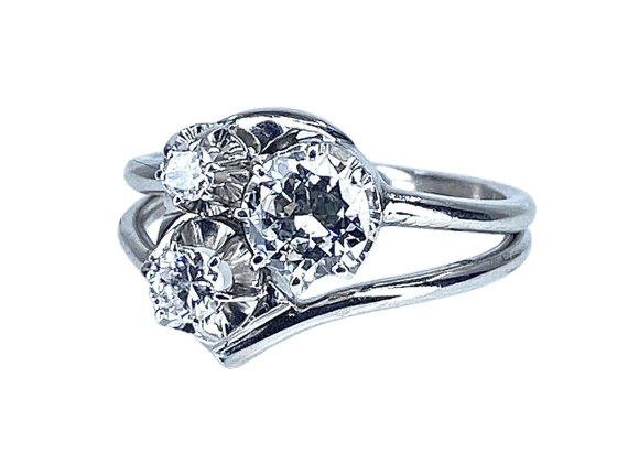 Bague 52 Bague en or blanc 18 carats sertie de 3 diamants 58 Facettes AB450