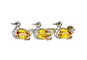 Broche Broche canards en or jaune 18 carats, saphirs jaunes, diamants et rubis 58 Facettes AB455