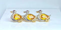 Broche Broche canards en or jaune 18 carats, saphirs jaunes, diamants et rubis 58 Facettes AB455