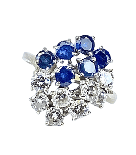Bague 53 Bague bouquet en or blanc 18 carats, saphirs et diamants 58 Facettes AB455 bis
