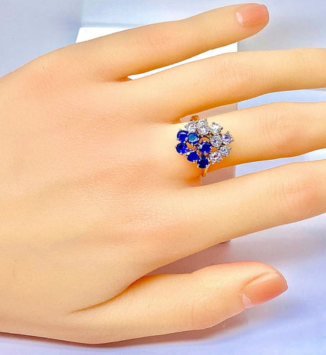 Bague 53 Bague bouquet en or blanc 18 carats, saphirs et diamants 58 Facettes AB455 bis