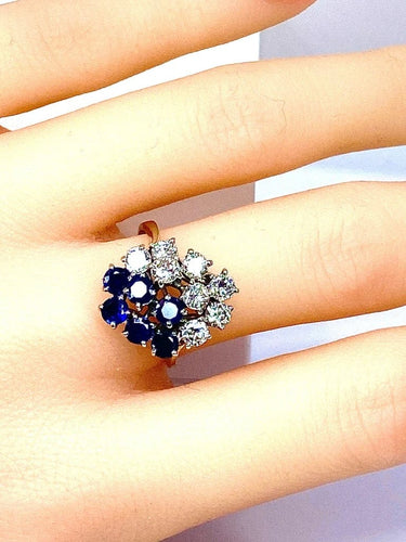 Bague 53 Bague bouquet en or blanc 18 carats, saphirs et diamants 58 Facettes AB455 bis