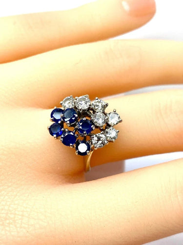Bague 53 Bague bouquet en or blanc 18 carats, saphirs et diamants 58 Facettes AB455 bis