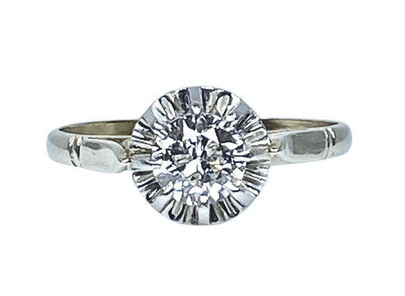 Bague 55 Bague solitaire diamant 0,60 ct en or blanc 18 carats et platine 58 Facettes AB457