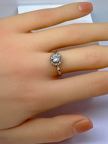 Bague 55 Bague solitaire diamant 0,60 ct en or blanc 18 carats et platine 58 Facettes AB457