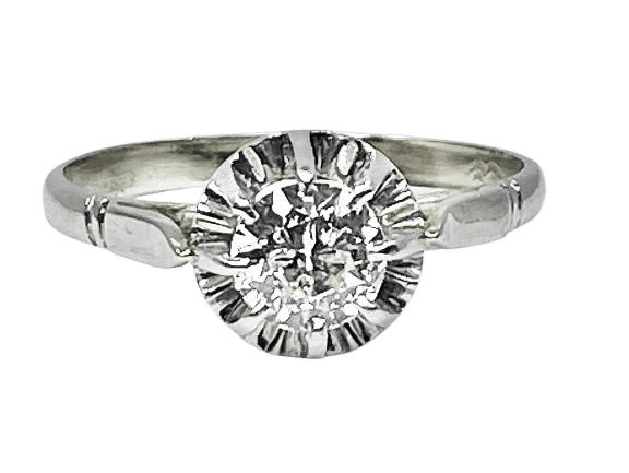 Bague 55 Bague solitaire diamant 0,60 ct en or blanc 18 carats et platine 58 Facettes AB457