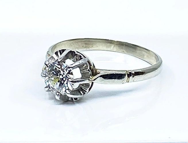 Bague 55 Bague solitaire diamant 0,60 ct en or blanc 18 carats et platine 58 Facettes AB457