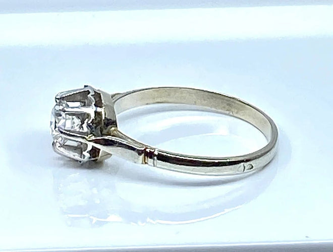 Bague 55 Bague solitaire diamant 0,60 ct en or blanc 18 carats et platine 58 Facettes AB457